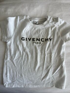 Givenchy White Kids Logo Tee with Black Print